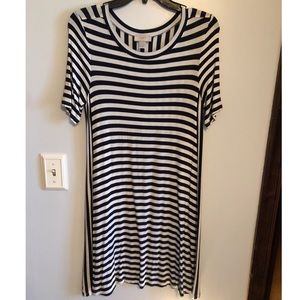 White and navy striped Loft dress